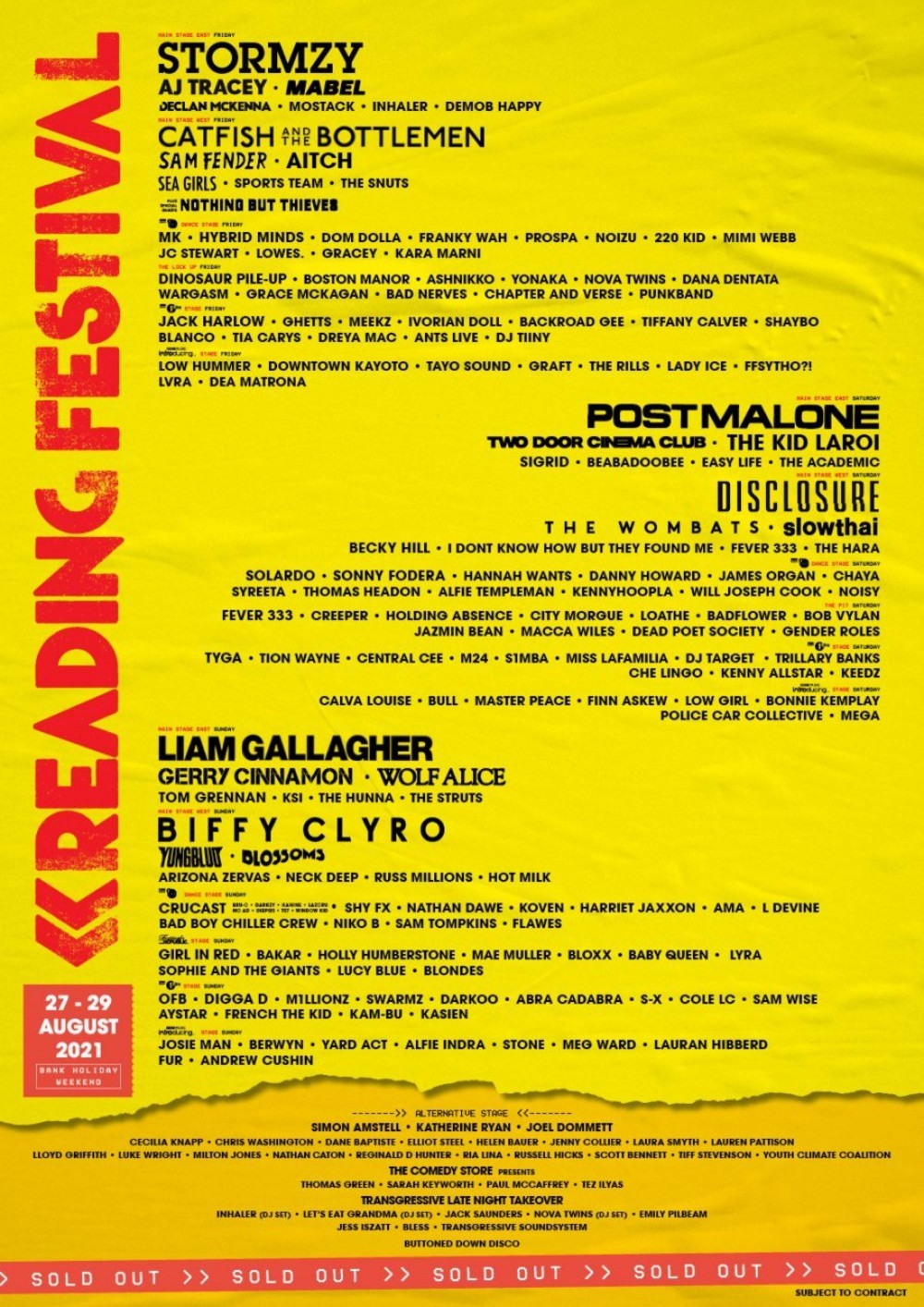 Reading & Leeds 2021 line-up and poster