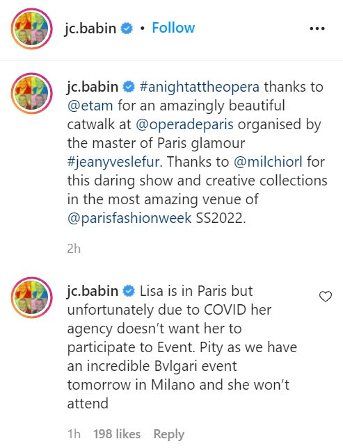 bvlgari ceo instagram blackpink lisa paris fashion week 20211006