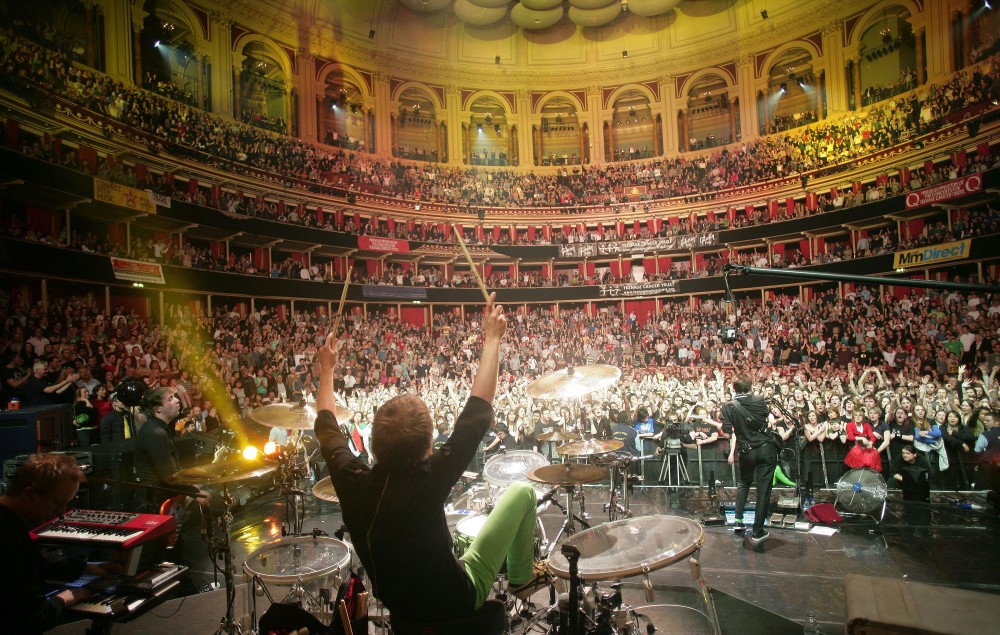 View from the back of the stage as Muse perform at the Royal Albert Hall, London, 12th April 2008. (Photo by Mick Hutson/Redferns)