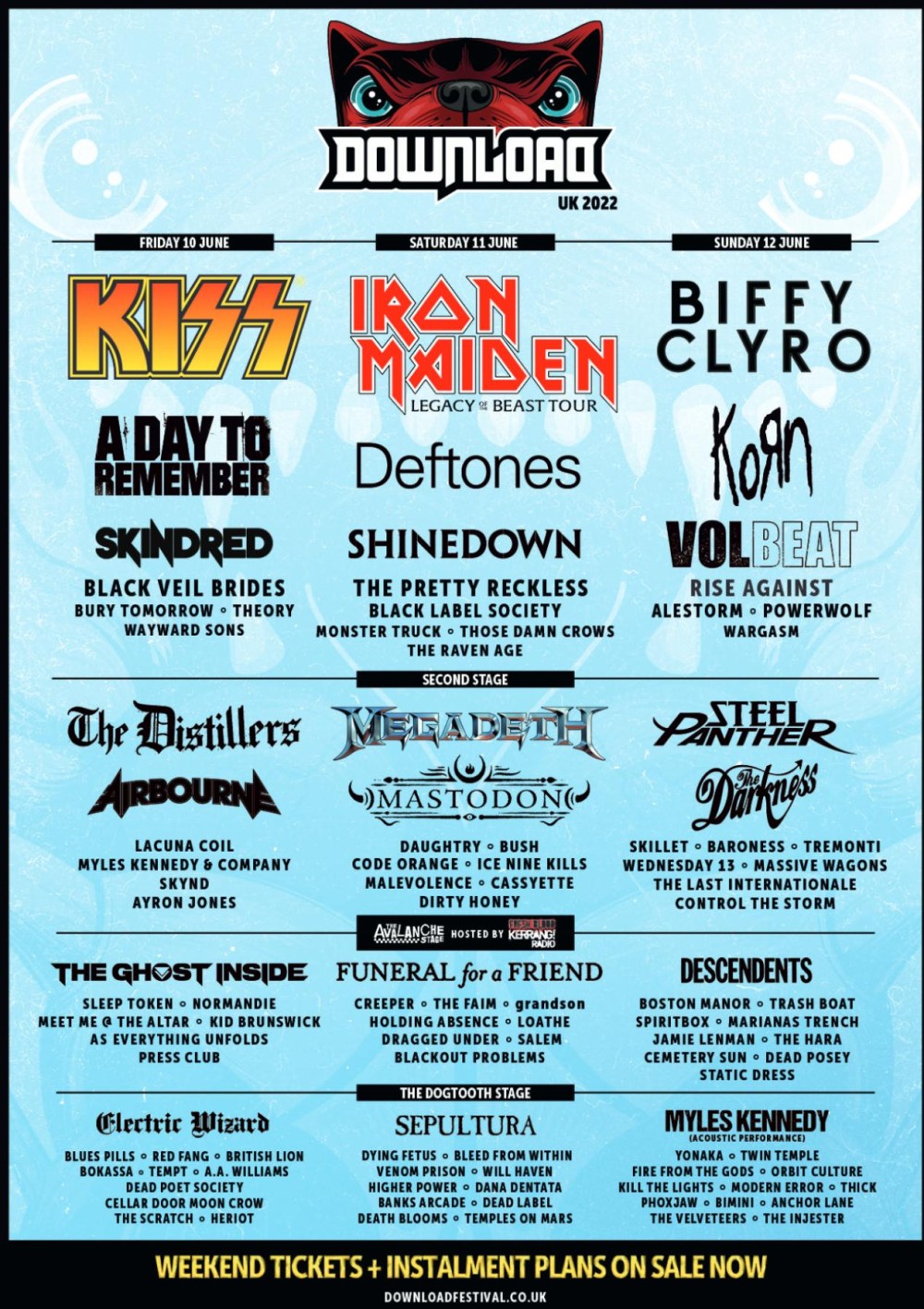 Download Festival 2022 line-up poster