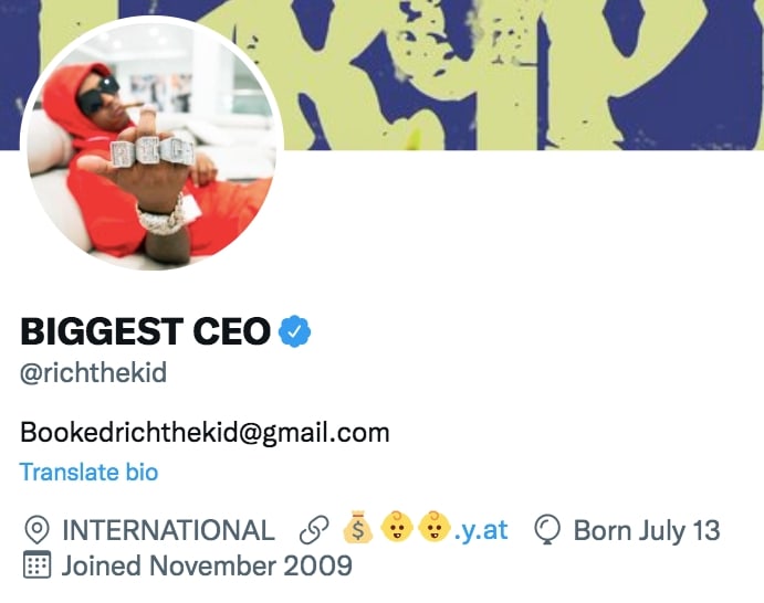 rich the kid twitter bio txt collaboration