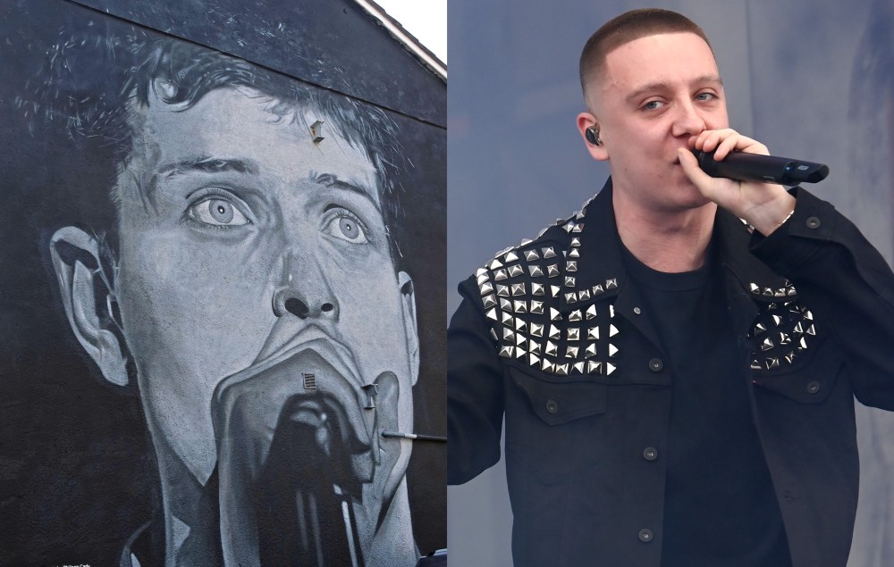 The mural of Ian Curtis by Akse P19 in Manchester that has been painted over, Aitch