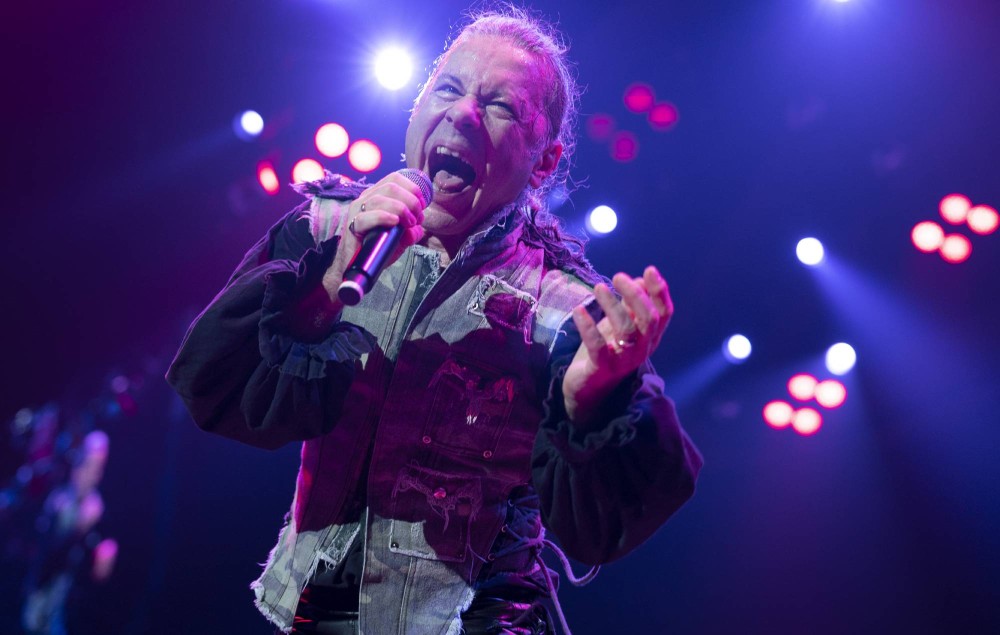 Bruce Dickinson performing live on-stage with Iron Maiden