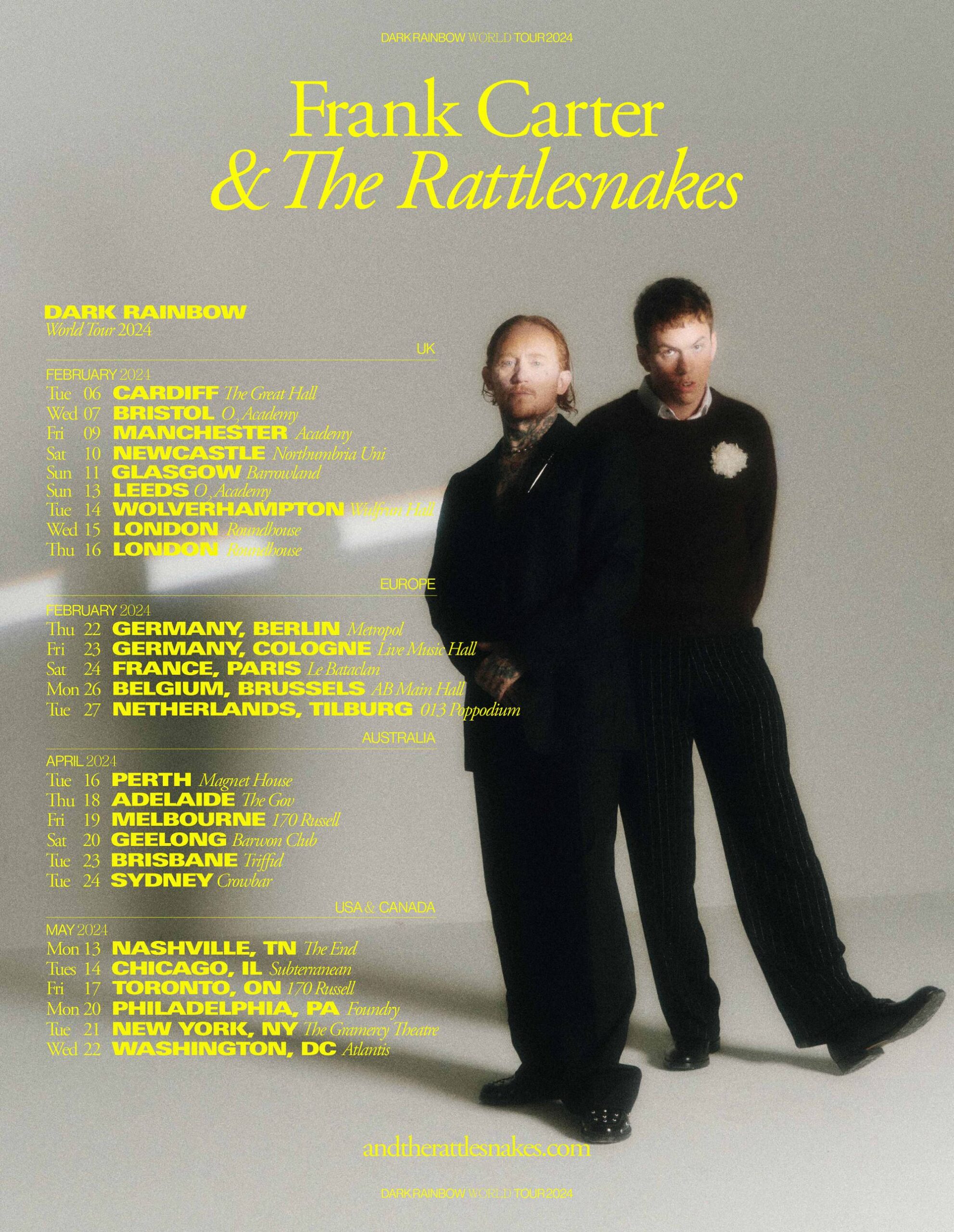Frank Carter & The Rattlesnakes tour poster. Credit: PRESS