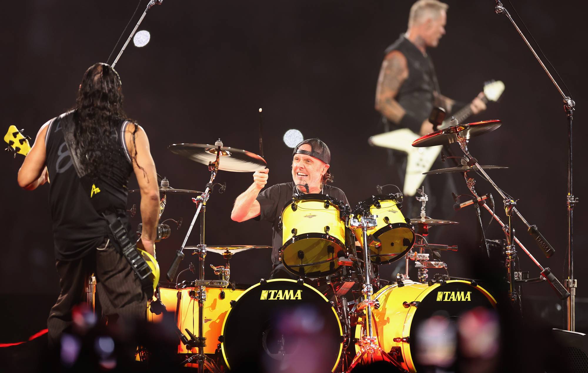 Lars Ulrich of Metallica performs at State Farm Stadium on September 01, 2023 in Glendale, Arizona. Credit: Christian Petersen/Getty