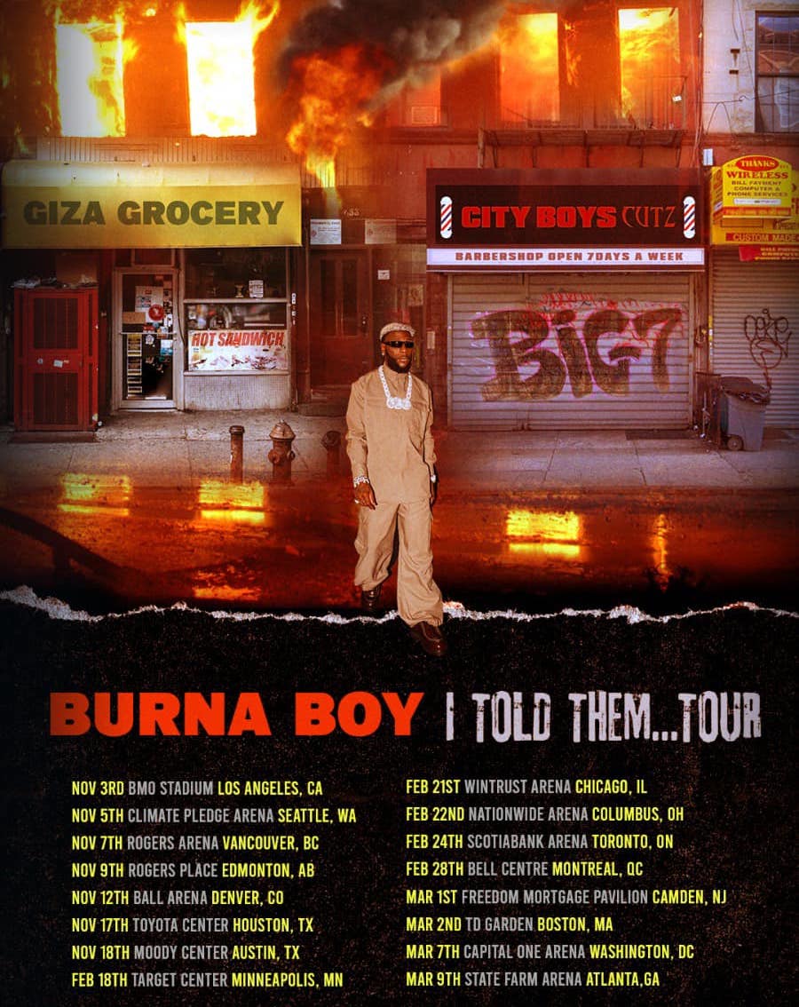 burna boy tour