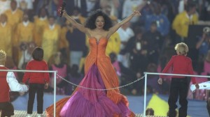 28 Jan 1996:  Diana Ross performs at the halftime show during Super Bowl XXX between the Dallas Cowboys and Pittsburgh Steelers at Sun Devil Stadium in Tempe, Arizona.  The Cowboys won the game 27 - 17. Mandatory Credit: Al Bello  /Allsport