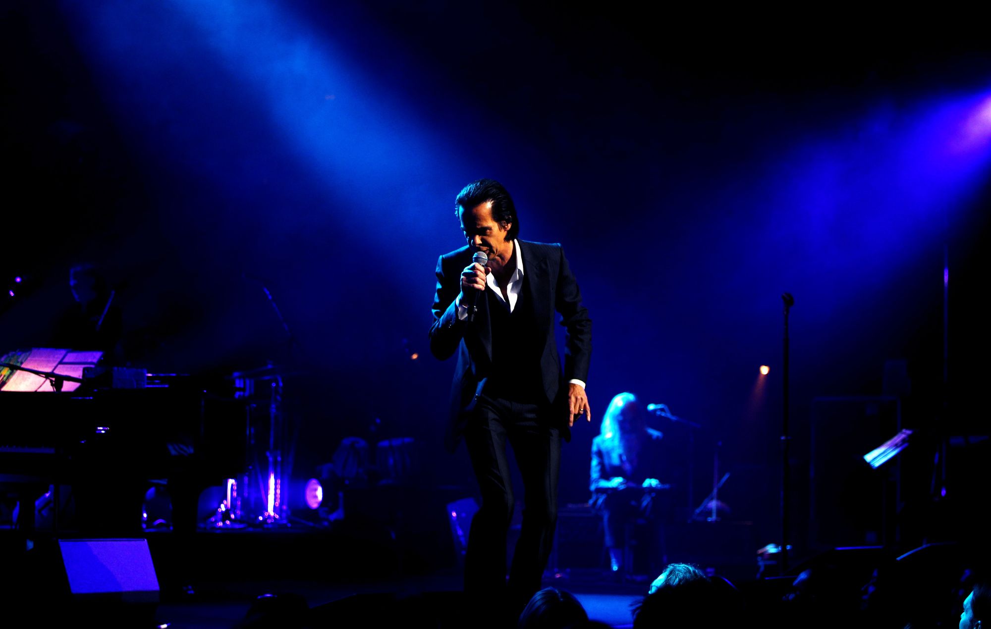 Nick Cave of Nick Cave And The Bad Seeds performs on stage during All Points East at Victoria Park on August 28, 2022 in London, England.