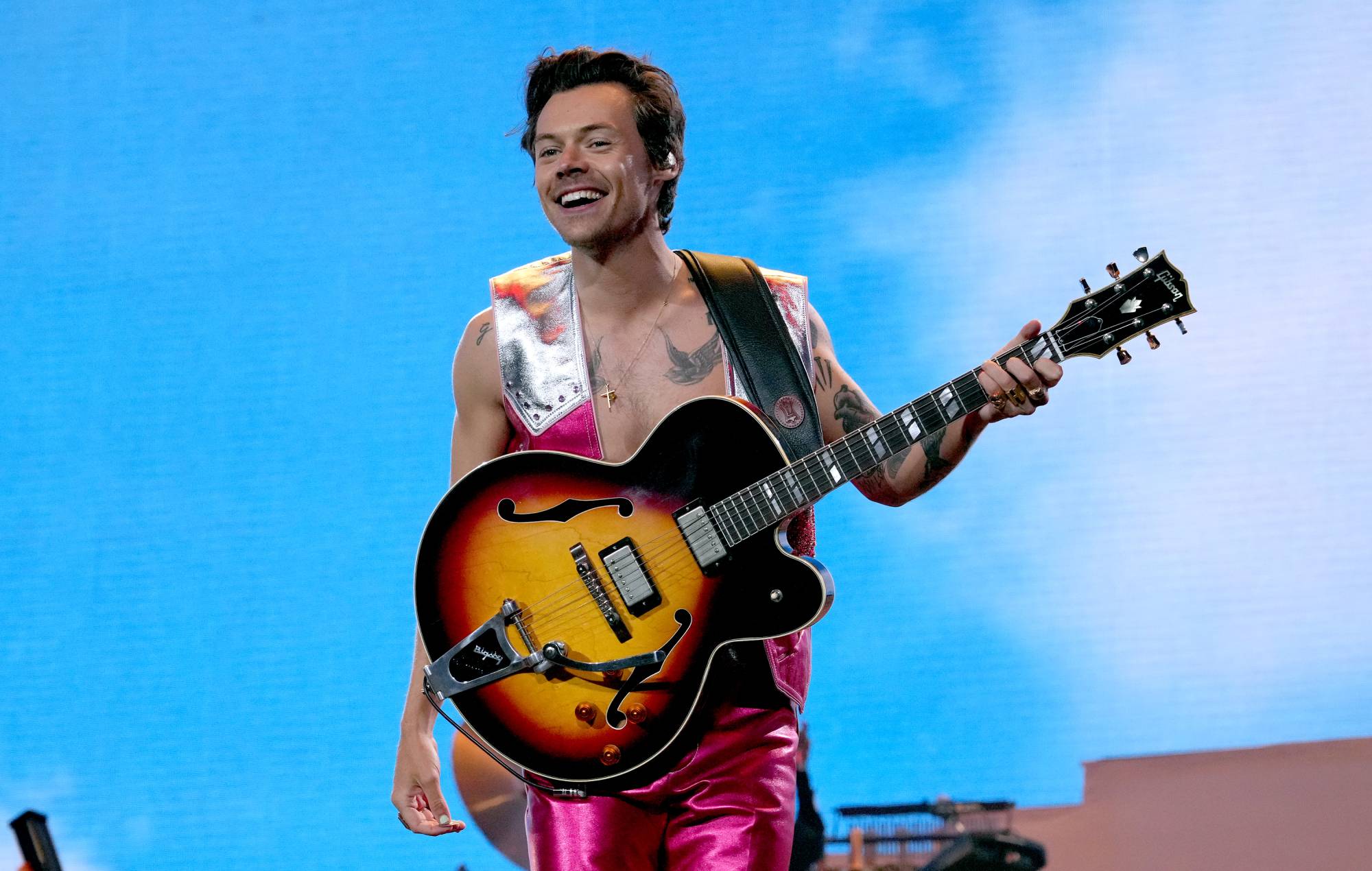 Harry Styles performs on the Coachella stage during the 2022 Coachella Valley Music And Arts Festival on April 22, 2022 in Indio, California. (Photo by Kevin Mazur/Getty Images for Harry Styles)