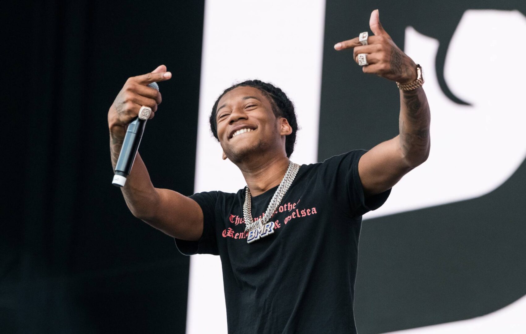 Digga D performs on the main stage during Reading Festival day 3 on August 28, 2022 in Reading, England. (Photo by Joseph Okpako/WireImage)