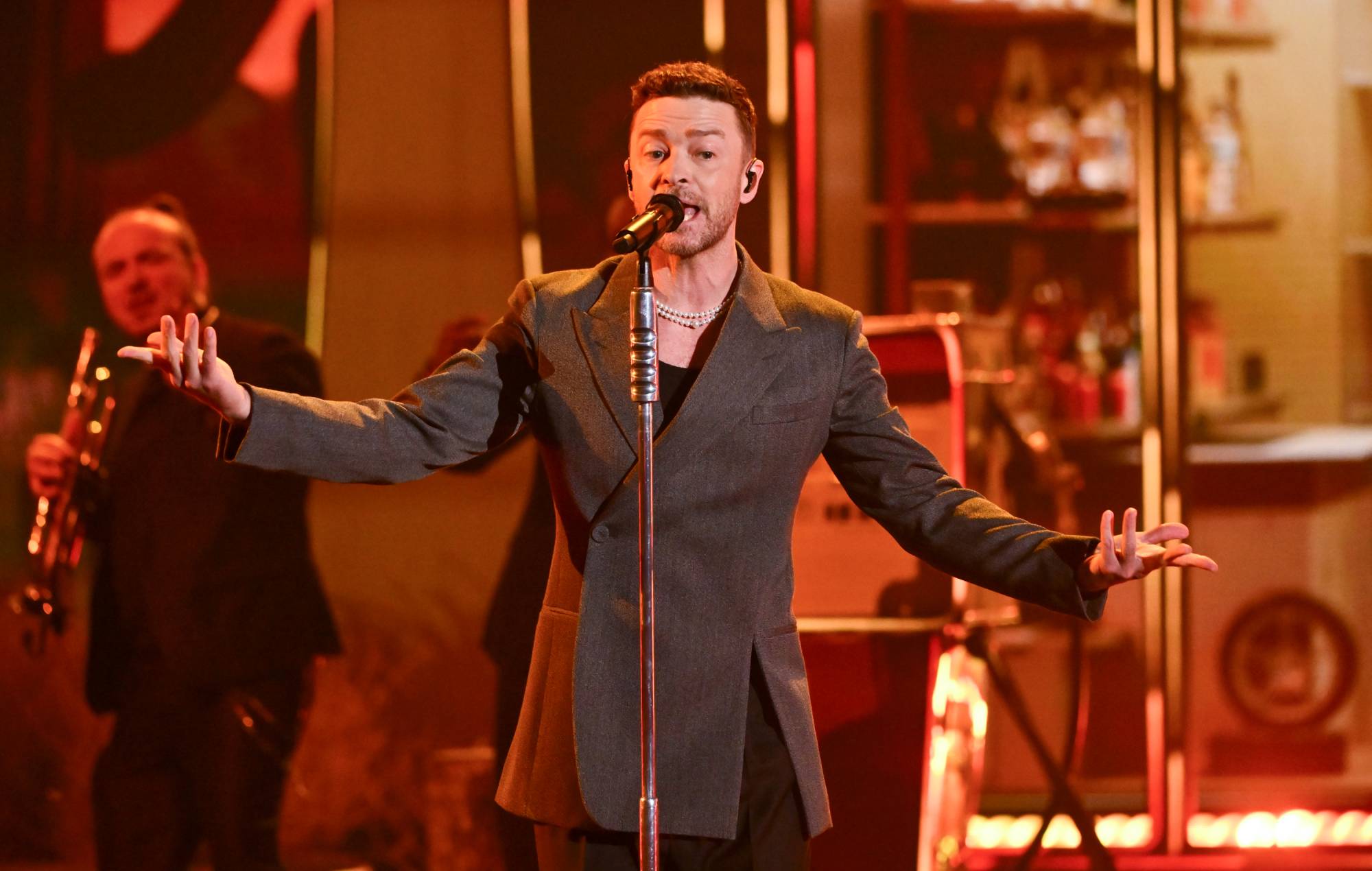 Justin Timberlake performs onstage at the 2024 iHeartRadio Music Awards held at the Dolby Theatre on April 1, 2024 in Los Angeles, California. (Photo by Michael Buckner/Billboard via Getty Images)