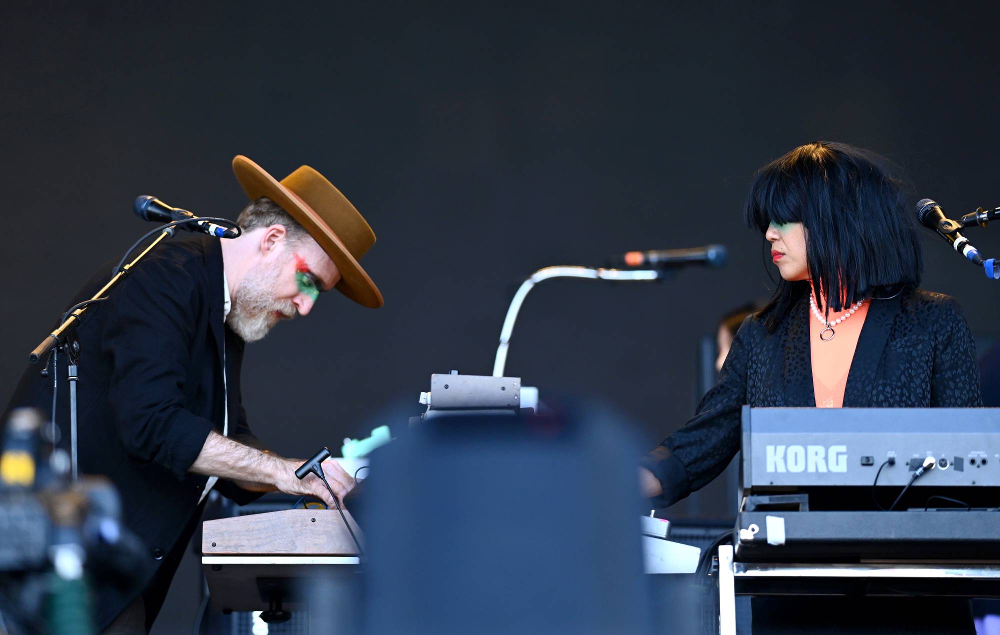 Al Doyle and Nancy Whang of LCD Soundsystem during day three of Glastonbury Festival 2024(Photo by Joe Maher/Getty Images)