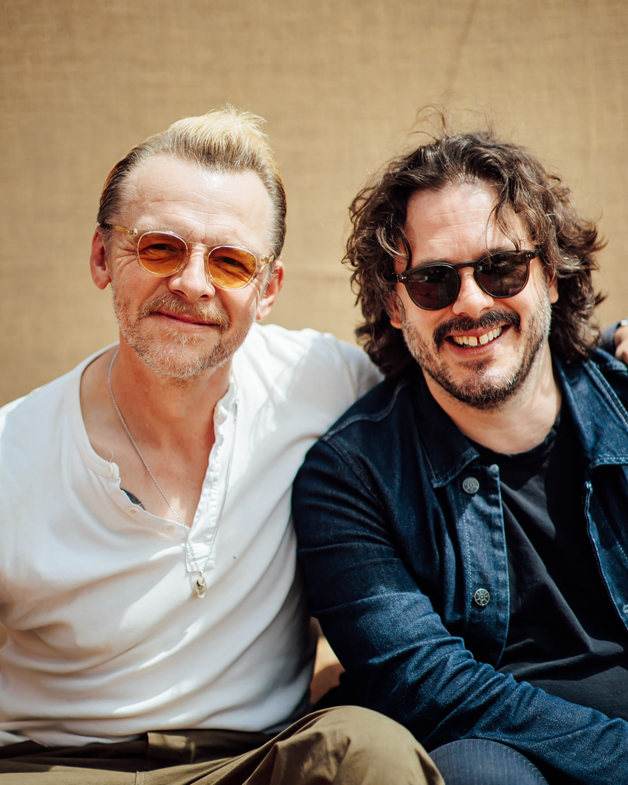 Simon Pegg and Edgar Wright at Glastonbury 2024, photo by Andy Ford
