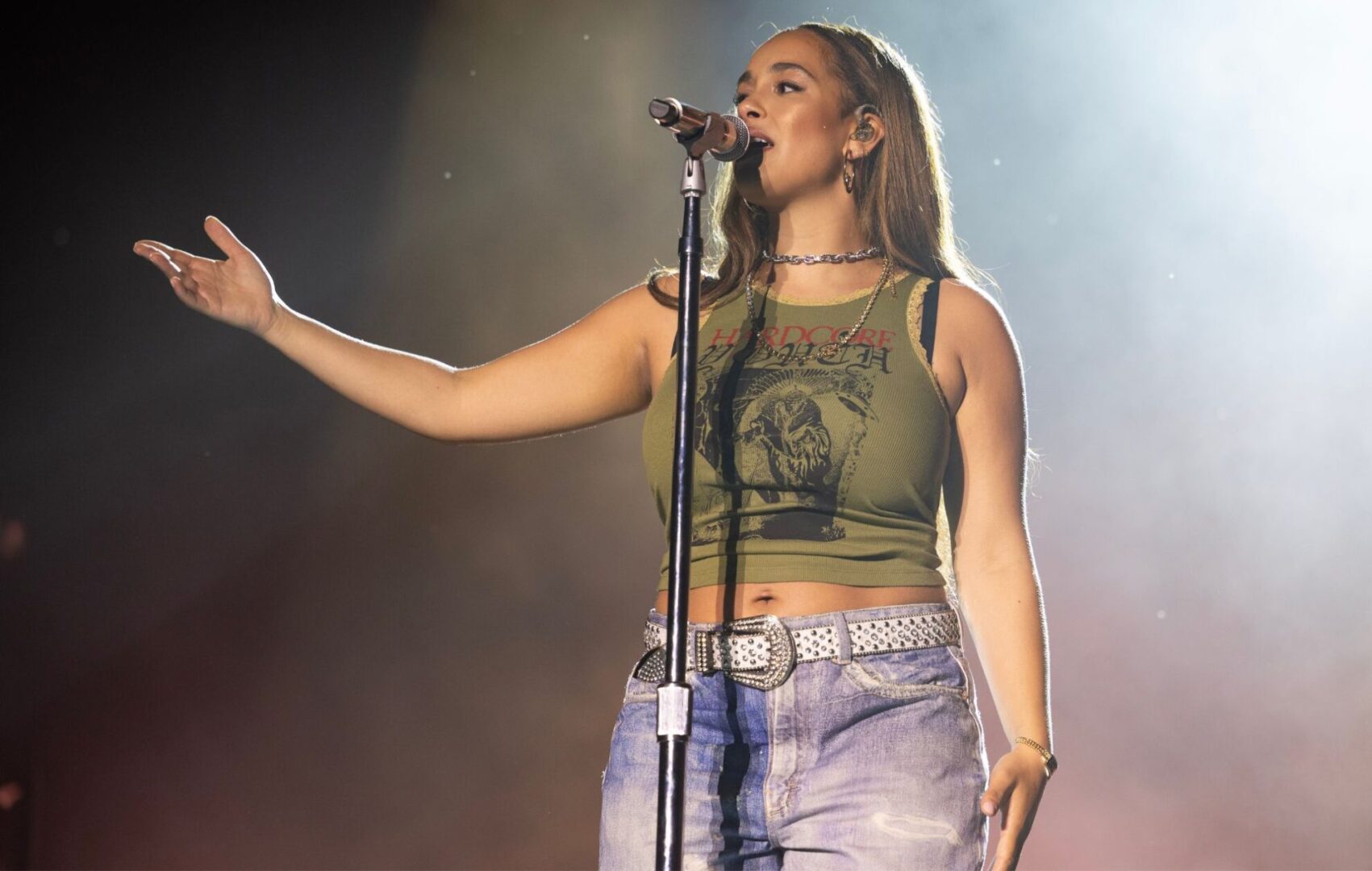 Jorja Smith performs on stage in 2024