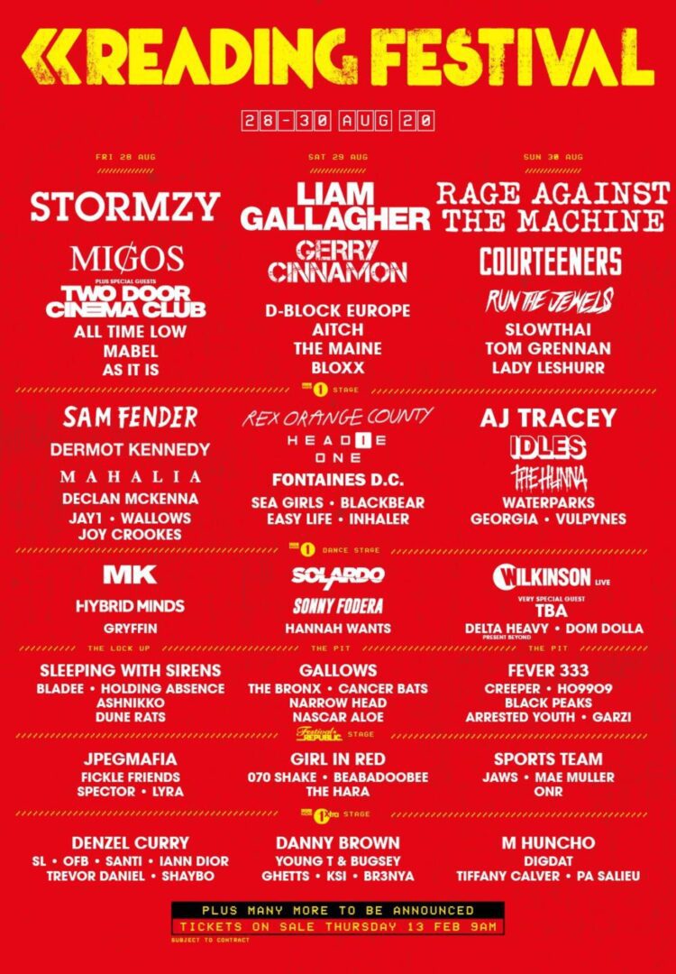 The line-up poster for Reading & Leeds 2020