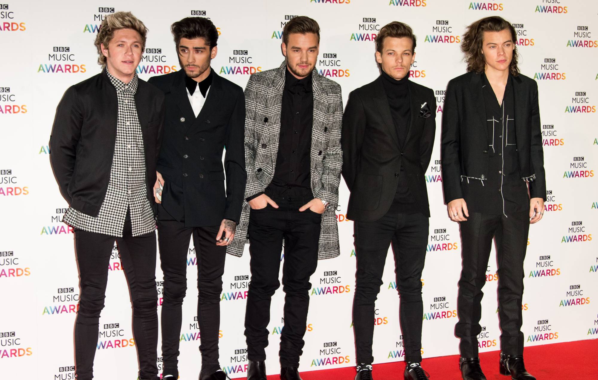 Niall Horan, Zayn Malik, Liam Payne, Louis Tomlinson, and Harry Styles of One Direction attends the BBC Music Awards at Earl's Court Exhibition Centre on December 11, 2014 in London, England. (Photo by Ian Gavan/Getty Images)