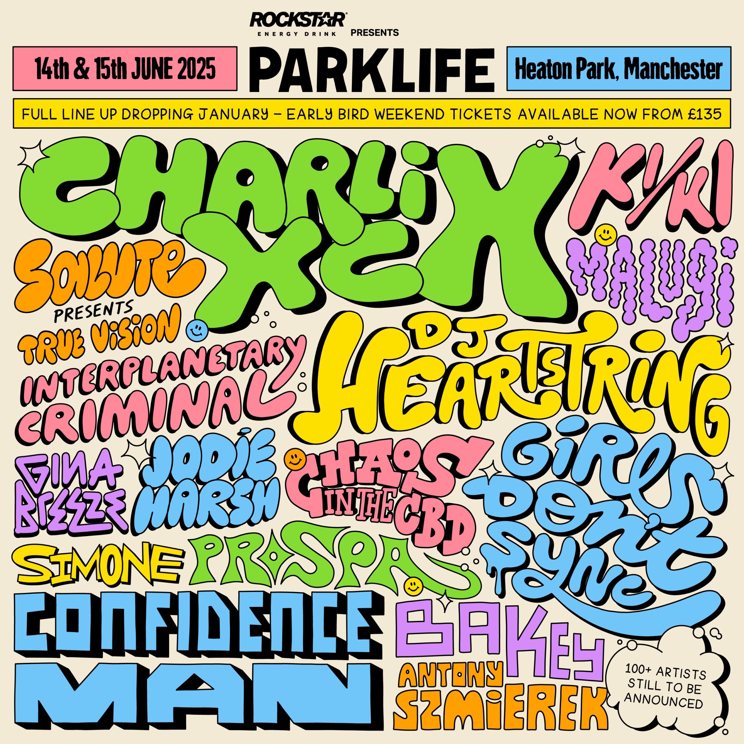 the official line-up poster for Parklife 2025