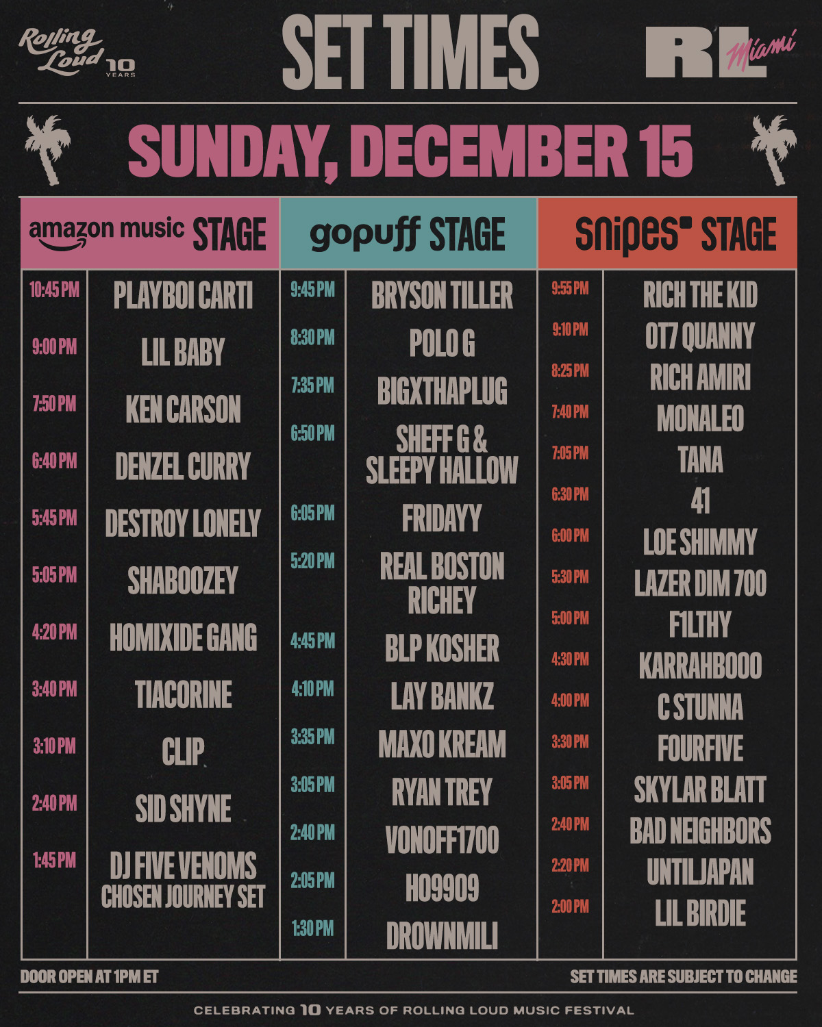 Rolling Loud MIami 2024 set times