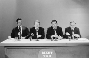 Democratic Presidential candidates Senator Birch Bayh, Jimmy Carter, Fred R. Harris, Governor Milton Shapp