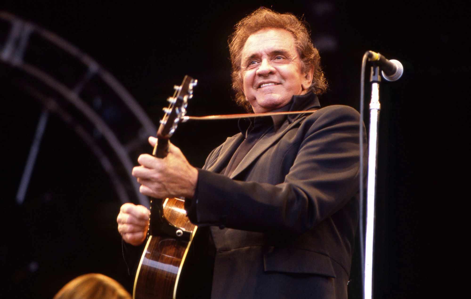 Johnny Cash at Glastonbury Festival in 1994.