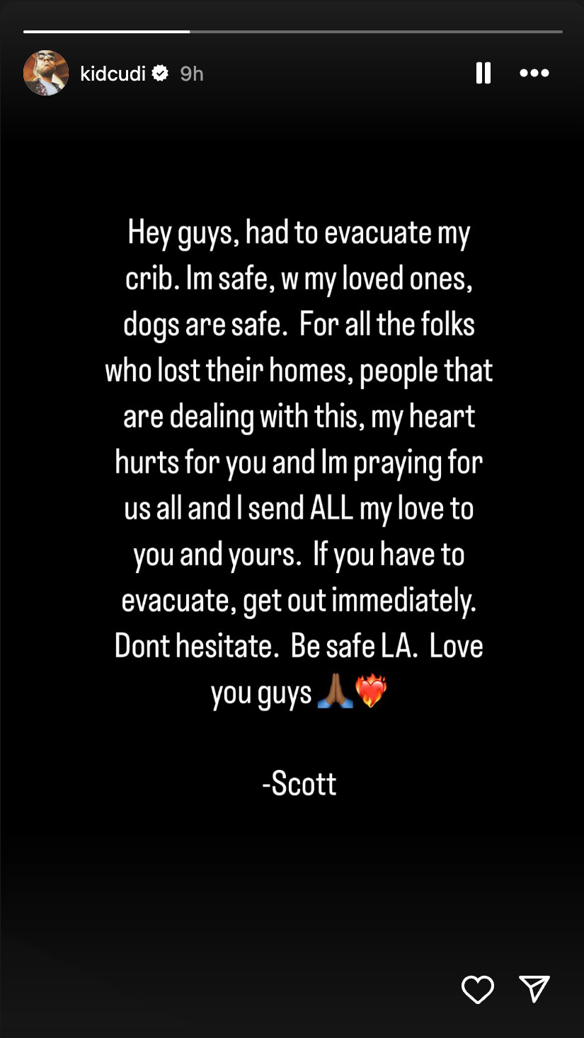 Kid Cudi fire IG story