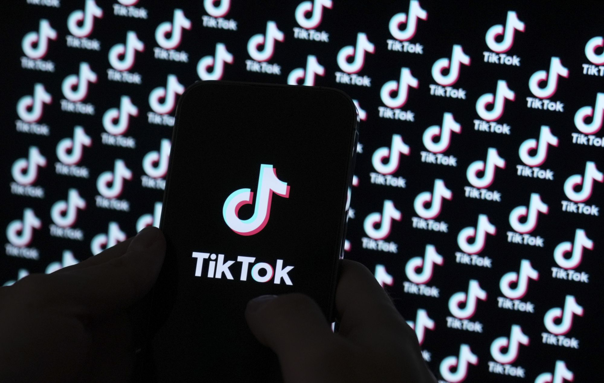 Tiktok logo is seen on a mobile screen