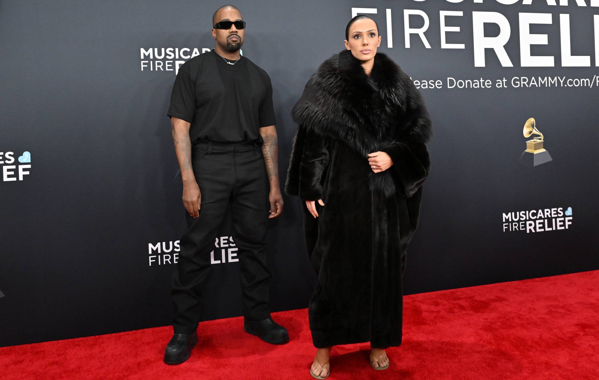 Kanye West and Bianca Censori attend the 67th GRAMMY Awards at Crypto.com Arena on February 02, 2025 in Los Angeles, California. (Photo by Axelle/Bauer-Griffin/FilmMagic)